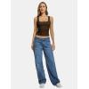 imageATHMILE Tank Top for Women Crop Square Neck Lace Trim Spring Summer Sleeveless Double Lined Basic Going Out Y2k Outfits 2026Brown