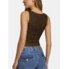 imageATHMILE Tank Top for Women Crop Square Neck Lace Trim Spring Summer Sleeveless Double Lined Basic Going Out Y2k Outfits 2026Brown