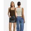 imageATHMILE Tank Top for Women Crop Square Neck Lace Trim Spring Summer Sleeveless Double Lined Basic Going Out Y2k Outfits 2026Brown