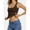 imageATHMILE Tank Top for Women Crop Square Neck Lace Trim Spring Summer Sleeveless Double Lined Basic Going Out Y2k Outfits 2026Brown