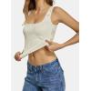 imageATHMILE Tank Top for Women Crop Square Neck Lace Trim Spring Summer Sleeveless Double Lined Basic Going Out Y2k Outfits 2026Offwhite