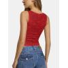 imageATHMILE Tank Top for Women Crop Square Neck Lace Trim Spring Summer Sleeveless Double Lined Basic Going Out Y2k Outfits 2026Red