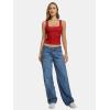 imageATHMILE Tank Top for Women Crop Square Neck Lace Trim Spring Summer Sleeveless Double Lined Basic Going Out Y2k Outfits 2026Red