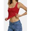 imageATHMILE Tank Top for Women Crop Square Neck Lace Trim Spring Summer Sleeveless Double Lined Basic Going Out Y2k Outfits 2026Red