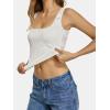 imageATHMILE Tank Top for Women Crop Square Neck Lace Trim Spring Summer Sleeveless Double Lined Basic Going Out Y2k Outfits 2026White