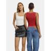 imageATHMILE Tank Top for Women Crop Square Neck Lace Trim Spring Summer Sleeveless Double Lined Basic Going Out Y2k Outfits 2026White