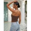 imageATHMILE Womens Halter Tank Tops Sexy Backless Double Lined Basic Shirts Y2K Trendy Going Out TopsBrown