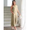 imageATHMILE Womens Summer 2 Piece Outfits Sleeveless Tank Crop Button Back Top Cropped Wide Leg Pants Set PocketsKhaki