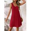 imageATHMILE Womens Summer Dresses V Neck Sleeveless Tank Sundresses Beach Vacation Casual Clothes with PocketsRed