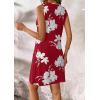 imageATHMILE Womens Summer Dresses V Neck Sleeveless Tank Sundresses Beach Vacation Casual Clothes with PocketsRed White Flowers