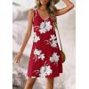 imageATHMILE Womens Summer Dresses V Neck Sleeveless Tank Sundresses Beach Vacation Casual Clothes with PocketsRed White Flowers