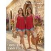 imageATHMILE Womens Tank Tops Sleeveless Summer Top Spaghetti Strap Spring Shirt Loose Fit Beach Vacation 2026 CasualRed