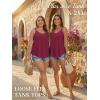 imageATHMILE Womens Tank Tops Sleeveless Summer Top Spaghetti Strap Spring Shirt Loose Fit Beach Vacation 2026 CasualWine Red