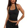 imageATHMILE Womens Halter Tank Tops Sexy Backless Double Lined Basic Shirts Y2K Trendy Going Out TopsBlack