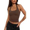imageATHMILE Womens Halter Tank Tops Sexy Backless Double Lined Basic Shirts Y2K Trendy Going Out TopsBrown