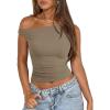 imageATHMILE Womens Off The Shoulder Tops Summer Sleeveless Shirts Going Out Crop Tank Top Y2K T Corset Tube Fashion Outfits 2026Light Brown