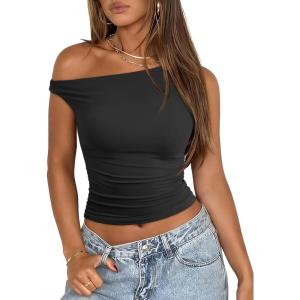 imageATHMILE Womens Off The Shoulder Tops Summer Sleeveless Shirts Going Out Crop Tank Top Y2K T Corset Tube Fashion Outfits 2026Black
