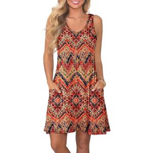 imageATHMILE Womens Summer Dresses V Neck Sleeveless Tank Sundresses Beach Vacation Casual Clothes with PocketsBoho Floral