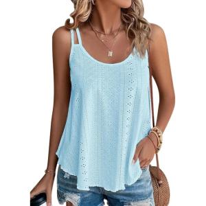 imageATHMILE Womens Tank Tops Sleeveless Summer Top Spaghetti Strap Spring Shirt Loose Fit Beach Vacation 2026 CasualBlue