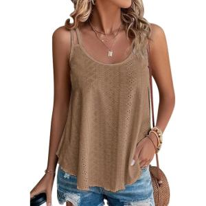 imageATHMILE Womens Tank Tops Sleeveless Summer Top Spaghetti Strap Spring Shirt Loose Fit Beach Vacation 2026 CasualBrown