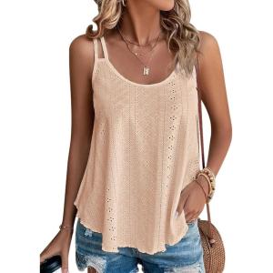 imageATHMILE Womens Tank Tops Sleeveless Summer Top Spaghetti Strap Spring Shirt Loose Fit Beach Vacation 2026 CasualCoral
