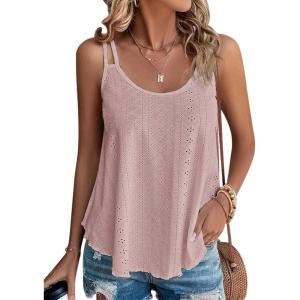 imageATHMILE Womens Tank Tops Sleeveless Summer Top Spaghetti Strap Spring Shirt Loose Fit Beach Vacation 2026 CasualDark Pink