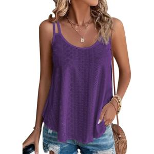 imageATHMILE Womens Tank Tops Sleeveless Summer Top Spaghetti Strap Spring Shirt Loose Fit Beach Vacation 2026 CasualDark Purple
