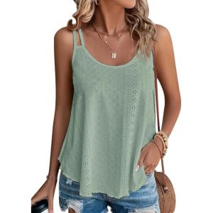 imageATHMILE Womens Tank Tops Sleeveless Summer Top Spaghetti Strap Spring Shirt Loose Fit Beach Vacation 2026 CasualGreen