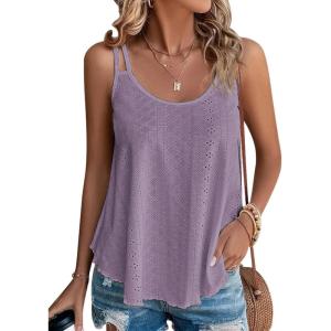 imageATHMILE Womens Tank Tops Sleeveless Summer Top Spaghetti Strap Spring Shirt Loose Fit Beach Vacation 2026 CasualGrey Purple