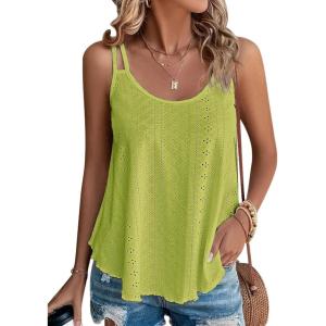 imageATHMILE Womens Tank Tops Sleeveless Summer Top Spaghetti Strap Spring Shirt Loose Fit Beach Vacation 2026 CasualLime Green