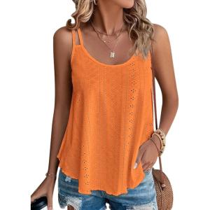 imageATHMILE Womens Tank Tops Sleeveless Summer Top Spaghetti Strap Spring Shirt Loose Fit Beach Vacation 2026 CasualOrange