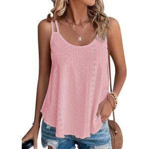 imageATHMILE Womens Tank Tops Sleeveless Summer Top Spaghetti Strap Spring Shirt Loose Fit Beach Vacation 2026 CasualPink