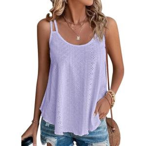 imageATHMILE Womens Tank Tops Sleeveless Summer Top Spaghetti Strap Spring Shirt Loose Fit Beach Vacation 2026 CasualPurple