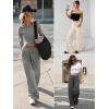 imageATHMILE Womens Wide Leg Sweatpants Baggy HighWaisted Drawstring Sweat Pants Fashion Comfy Joggers with PocketsLight Brown