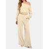 imageATHMILE Womens Wide Leg Sweatpants High Waisted Baggy Lounge Pants with Pockets Drawstring Comfy Casual Athletic PalazzoApricot