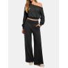 imageATHMILE Womens Wide Leg Sweatpants High Waisted Baggy Lounge Pants with Pockets Drawstring Comfy Casual Athletic PalazzoBlack