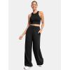 imageATHMILE Womens Wide Leg Sweatpants High Waisted Baggy Lounge Pants with Pockets Drawstring Comfy Casual Athletic PalazzoBlack