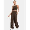 imageATHMILE Womens Wide Leg Sweatpants High Waisted Baggy Lounge Pants with Pockets Drawstring Comfy Casual Athletic PalazzoCoffee Brown