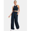 imageATHMILE Womens Wide Leg Sweatpants High Waisted Baggy Lounge Pants with Pockets Drawstring Comfy Casual Athletic PalazzoNavy Blue