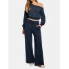imageATHMILE Womens Wide Leg Sweatpants High Waisted Baggy Lounge Pants with Pockets Drawstring Comfy Casual Athletic PalazzoNavy Blue