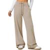 imageATHMILE Womens Wide Leg Sweatpants Baggy HighWaisted Drawstring Sweat Pants Fashion Comfy Joggers with PocketsLight Brown