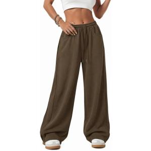 imageATHMILE Womens Baggy Wide Leg Pants Y2k Teen Girl Drawstring Track Pants Lounge Sweatpants Women 2026Coffee