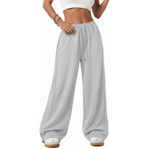 imageATHMILE Womens Baggy Wide Leg Pants Y2k Teen Girl Drawstring Track Pants Lounge Sweatpants Women 2026Grey