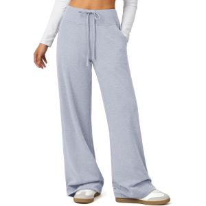 imageATHMILE Womens Wide Leg Sweatpants Baggy HighWaisted Drawstring Sweat Pants Fashion Comfy Joggers with PocketsBlue