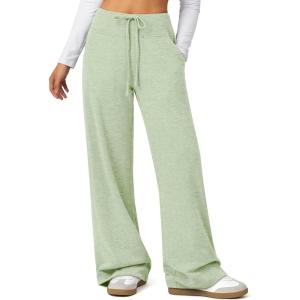 imageATHMILE Womens Wide Leg Sweatpants Baggy HighWaisted Drawstring Sweat Pants Fashion Comfy Joggers with PocketsMint Green