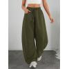 imageATHMILE Barrel Sweatpants Women Fall Fashion Wide Leg Pants 2026 Baggy Lounge Comfy Flowy Sweat Pants with PocketsArmy Green
