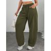 imageATHMILE Barrel Sweatpants Women Fall Fashion Wide Leg Pants 2026 Baggy Lounge Comfy Flowy Sweat Pants with PocketsArmy Green