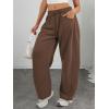 imageATHMILE Barrel Sweatpants Women Fall Fashion Wide Leg Pants 2026 Baggy Lounge Comfy Flowy Sweat Pants with PocketsCoffee