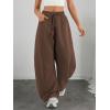 imageATHMILE Barrel Sweatpants Women Fall Fashion Wide Leg Pants 2026 Baggy Lounge Comfy Flowy Sweat Pants with PocketsCoffee