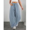 imageATHMILE Barrel Sweatpants Women Fall Fashion Wide Leg Pants 2026 Baggy Lounge Comfy Flowy Sweat Pants with PocketsDusty Blue
